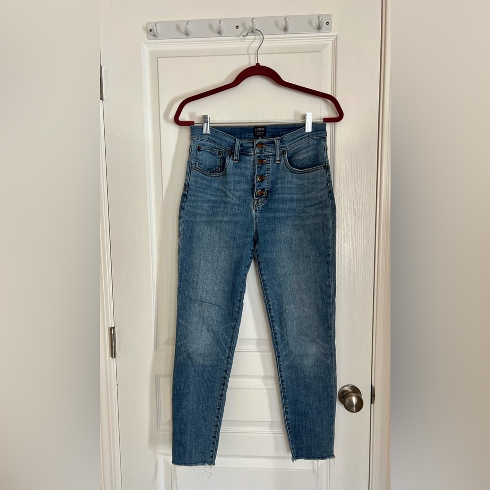 J. Crew High Rise Skinny Jeans Exposed Buttons size 28